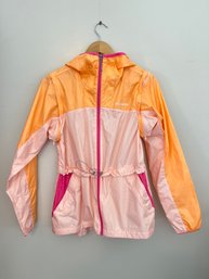 Ladies Vintage Columbia Hooded Wind Breaker Jacket Tangerine