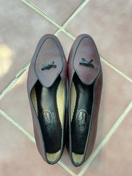 Belgian Shoes Burgundy Loafers Slide On Shoes W Bow Size 9