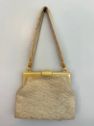 Vintage Hand Made Purse Bag With Lucite Handle