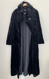 Vintage Louis Feraud Paris Long Black Velvet Coat Jacket