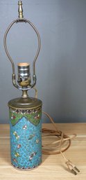 Antique Longwy Brass And Enamel Table Lamp