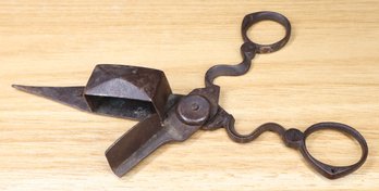 Antique Iron Candle Snuffer / Wick Cutter / Scissors Tool