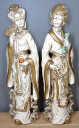 Large Pair Of Universal Statuary Corp. Ceramic Couple Sculptures