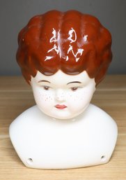 Antique Porcelain China Doll Head Brown Hair German
