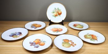 Hutschenreuther Selb Bavaria Pasco Dogwood Apples 8' Desert Fruit Plates (8) Gold Rim
