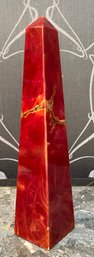Vintage Hand Carved Jasper Polished Stone Tower Obelisk