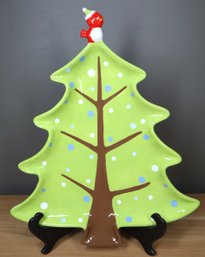 2008 Target Be Merry 18' Ceramic Mod Retro Christmas Tree & Cardinal Snack Dish