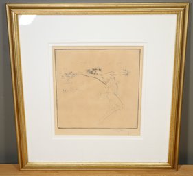 Troy Kinney Dancer With Vine Etching On Paper Framed
