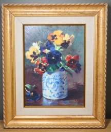 Framed Watercolor Print Pansies By Randall Lake
