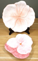 Pair Of Italian Art Pottery Floral Bowls