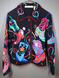 Michael Simon New York Sweater With Western Cowgirl Boots Size Small