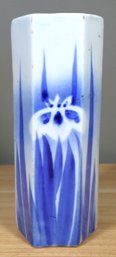 Vintage Japan Fukagawa Porcelain Blue White Iris Vase