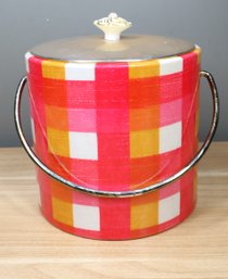 Colorful Pink Plaid Ice Bucket With Handle