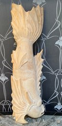 Large Vintage Carved Wooden Koi Fish Sculpture