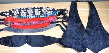 Lot Of Men's Cummerbunds And Vests