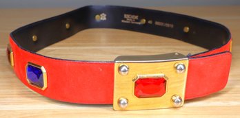 Vintage Escada Leather Belt With Gemstones
