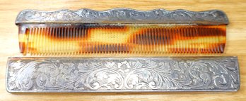 Antique Silverplate Tortoiseshell Bakelite Comb