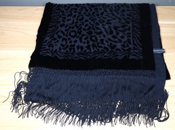 Vintage Adrienne Vittadini Black Leopard Print Scarf