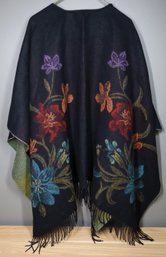 Women's Knit Floral Shawl Wrap Brushed Acrylic