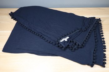 Michael Stars OS Black Pom Pom Shawl Wrap