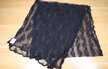 Lord & Taylor Scalloped Edge Mesh Lace Scarf Shawl