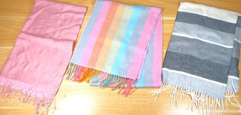 Lot - (3) Vintage Scarves Cashmere Silk