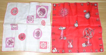 Pair - Vintage Hand Rolled Linen Bandanas Tammis Keefe Jean Chapman Made In Philippines