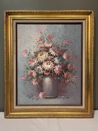 Signed Helman 20th Cent. Oil Still Painting On Canvas Still Life Floral