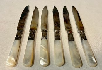 Vintage Universal L F & C Mother Of Pearl & Sterling Handle Set 6