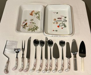 Porcelain Handle Sheffield Serving Utensils Casserole Dishes Chinese Garden, Le Faune