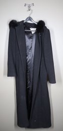 Marvin Richards Long 100% Wool Jacket And Flare Fur Hood Size 10
