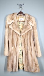 Furs By Gene Hyatt Mink Fur Coat With With Leather Belt And Detachable Fur Collar