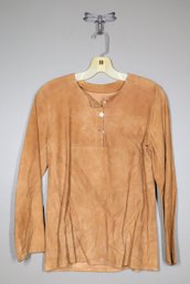 Suede Long Sleeve Button Up Women's Top