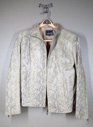 Adler Collection Women's Leather Jacket With Snake Print Size Large