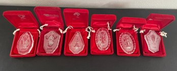 Lot 6 Waterford Crystal Christmas Ornaments 1979, 1980, (2) 1981, 1984, 1986