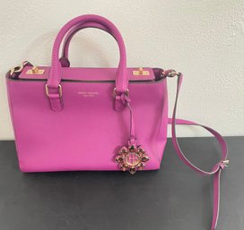 Large Henri Bendel West 57th Turnlock Key Purple Magenta Handbag Satchel Purse