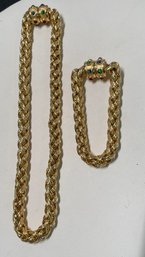 RAU KLIKIT Snap Necklace Gold Tone & Bracelet Magnetic Clasp