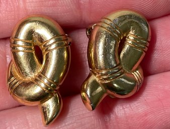 Vintage 1980s Givenchy Paris-New York Gold Tone Clip-On Earrings
