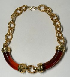 Kenneth Lane Gold Tone Lucite Collar Necklace Costume Jewelry