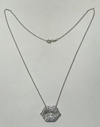 Sterling Silver Crystal Rhinestone Lips Pendant Necklace 925