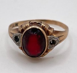 Victorian BDA 10K Solid Yellow Gold Garnet Ring Size 4-3/4