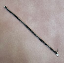 Sterling Silver Black Lab Created Onyx Tennis Bracelet