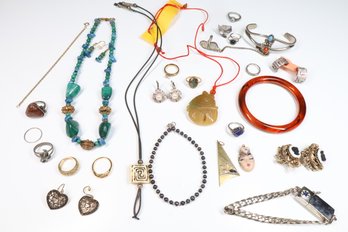 Lot Mixed Vintage Jewelry Necklaces Rings, Earrings,