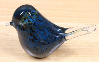 Vintage 70s Wedgwood England Blue Green Glass Bird Figurine