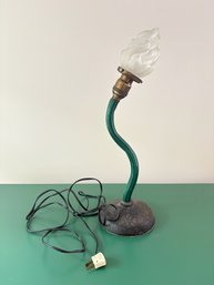 Signed Harry Anderson Art Glass Goose Neck Desk Lamp Sculpture 1988