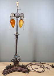 Brass Dolphin Orange Light Lamp