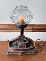 Vintage Cast Metal Boudoir Table Lamp Venice Rialto Bridge