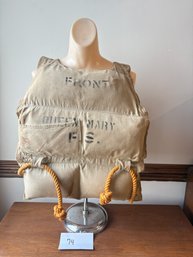 Authentic World War II-era Life Jacket From The Famous Ocean Liner R.M.S. Queen Mary
