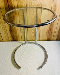MCM Mid Century Chrome And Glass End Table