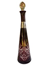 Crystal Cut To Ruby/cranberry Red Decanter